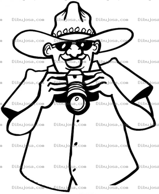 Dibujo para colorear Dibujo De Turista Tomando Fotos Para Pintar Y Colorear Gringo Turista Con Camara