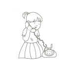Dibujo para colorear Colorear nina llamando por telefono