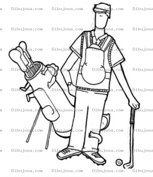 Dibujo para colorear Dibujo De Golfista Con Sus Hijos Para Pintar Y Colorear Papa Golfeador