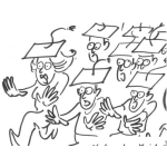 Dibujo para colorear Graduandos Corriendo Dibujo De Estudiantes Reciengraduados Corriendo En Busca De Empleo Para Pintar Y Colorear La Carrera De Los Recien Graduados