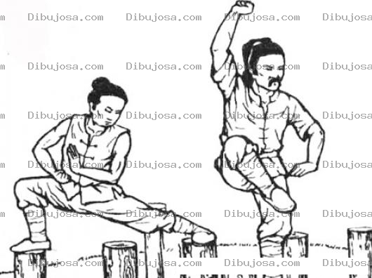 Dibujo para colorear Chinos Haciendo Katas Para Pintar Y Colorear Chinos Karatecas Entrenando Y Haciendo Catas Para Pintar Y Colorear