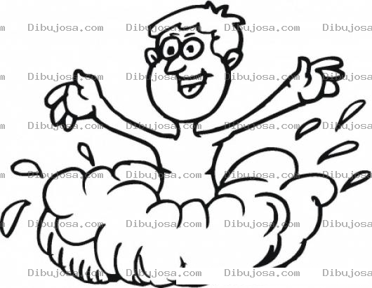 Dibujo para colorear Colorear hombre en piscina