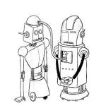 Dibujo para colorear Robotdoctor Dibujo De Robot Neurologo Para Pintar Y Colorear Robot Medico Examinando El Cerebro De Otro Robot