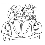 Dibujo para colorear Dibujo De Novios En Una Cucarachita Descapotable Para Pintar Y Colorear