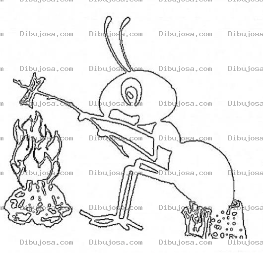 Dibujo para colorear Hormiga En Fogata Para Colorear