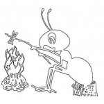 Dibujo para colorear Hormiga En Fogata Para Colorear