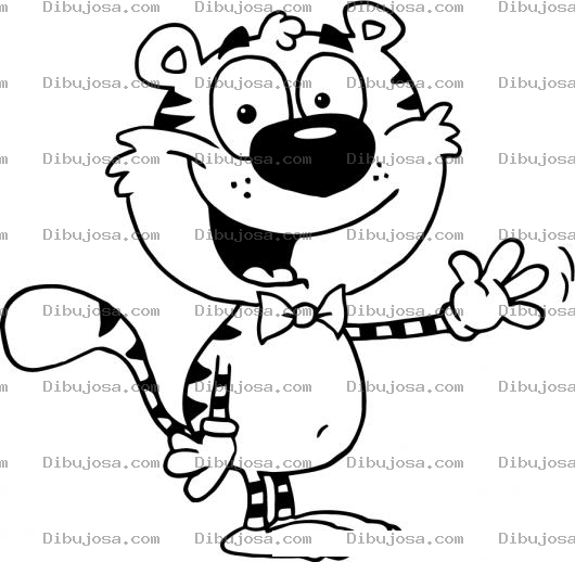 Dibujo para colorear Dibujo De Tigrito Con Corbatin Para Pintar Y Colorear Tigrillo Con Corbata