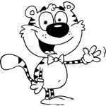 Dibujo para colorear Dibujo De Tigrito Con Corbatin Para Pintar Y Colorear Tigrillo Con Corbata