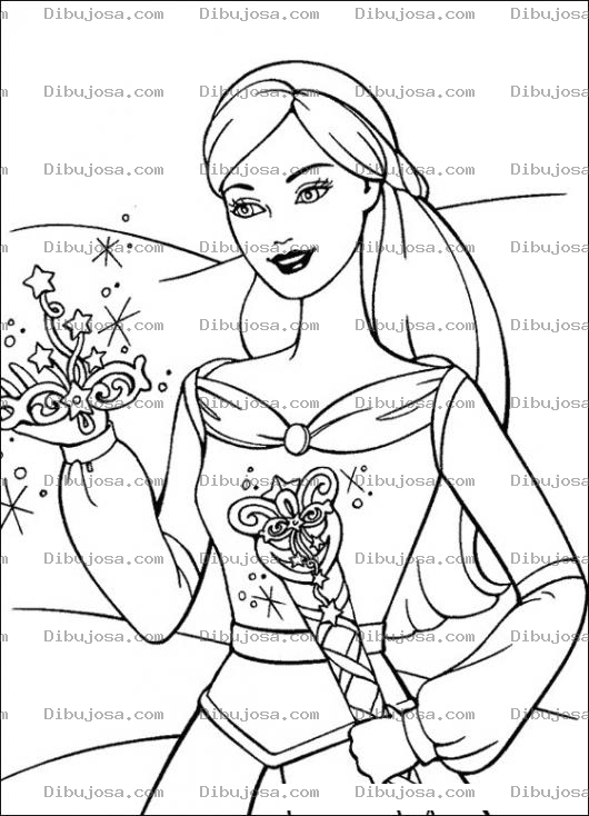 Dibujo para colorear Barbie con su baston