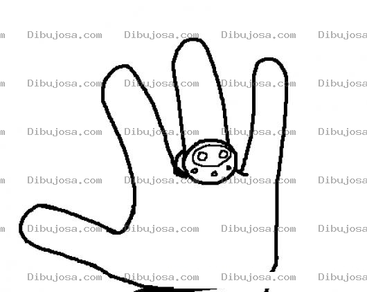 Dibujo para colorear Mano De 4 Dedos Con Un Anillo Para Pintar Y Colorear