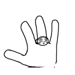 Dibujo para colorear Mano De 4 Dedos Con Un Anillo Para Pintar Y Colorear