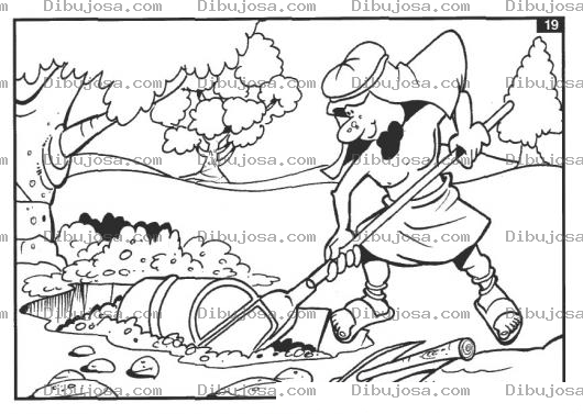 Dibujo para colorear Dibujo De Hombre Enterrando Un Tesoro Para Pintar Y Colorear