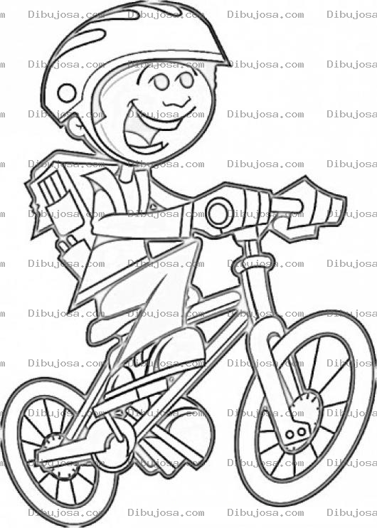Dibujo para colorear Dibujo De Nino Con Casco En Bicicleta Para Pintar Y Colorear