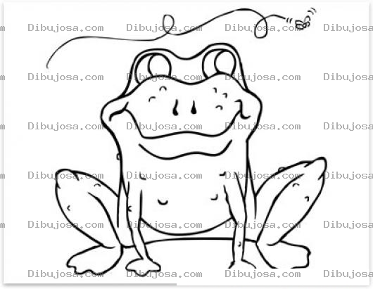 Dibujo para colorear Colorear una rana con una mosca