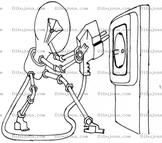 Dibujo para colorear Autoalimentacion Dibujo De Bombillo Auto Recargandose Para Pintar Y Colorear Robot Bombilla