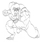 Dibujo para colorear Super Heroe Con Cara De Perro Para Pintar Y Colorear