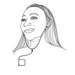 Dibujo para colorear Dibujo De Mujer Escuchando Musica Con Mini Ipod Para Colorear