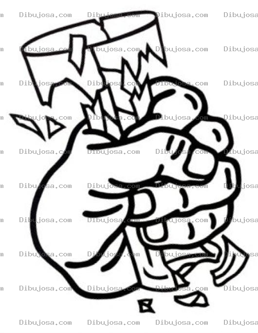 Dibujo para colorear Dibujo De Mano Quebrando Un Vaso A Presion Para Pintar Y Colorear Hombre Apretando Un Vaso Hasta Quebrarlo