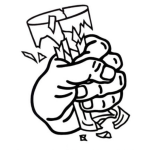 Dibujo para colorear Dibujo De Mano Quebrando Un Vaso A Presion Para Pintar Y Colorear Hombre Apretando Un Vaso Hasta Quebrarlo