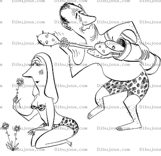 Dibujo para colorear Como Conquistar A Una Mujer Dibujo Cavernicola A Punto De Conquistar A Una Mujer A Puro Garrotazo Limpio Para Pintar Y Colorear