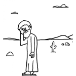 Dibujo para colorear Hombre Triste Solo Y Desconsolado En Un Desierto Para Colorear
