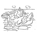 Dibujo para colorear Dibujo De Mujer Y Nino Con Perros Flotando En Tempanos De Hielo En Alaska Para Pintar Y Colorear