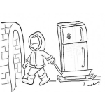 Dibujo para colorear Esquimal Con Refrigeradora Dibujo De Un Esquimal Llevando Una Nevera A Casa Para Pintar Y Colorear