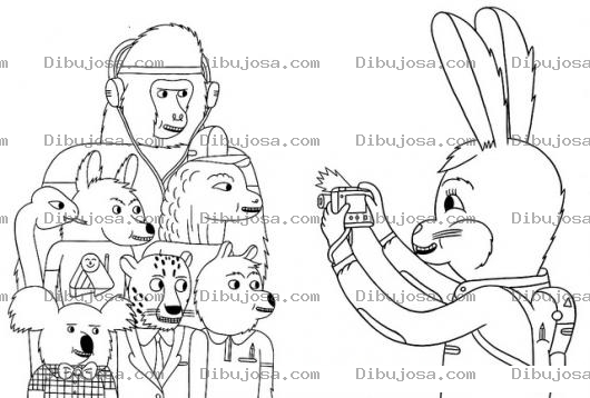 Dibujo para colorear Conejo Fotografo Dibujo De Conejito Tomandole Una Foto A Todos Sus Amiguitos Para Pintar Y Colorear Animalitos Fotografiados