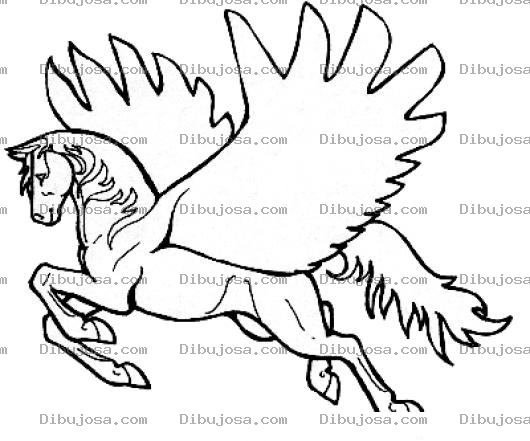 Dibujo para colorear Pegaso Dibujo De Caballo Con Alas Para Pintar Y Colorear