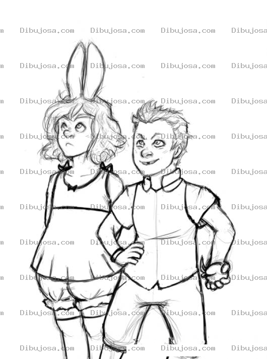 Dibujo para colorear Dibujo De Hombre Con Mujer Conejita Para Pintar Y Colorear