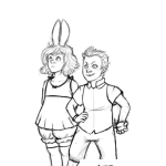 Dibujo para colorear Dibujo De Hombre Con Mujer Conejita Para Pintar Y Colorear
