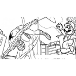 Dibujo para colorear Spiderman Y Mariobros Dibujo Del Hombre Arano Con Super Mario Bros Para Pintar Y Colorear A Mario Bros Con Espaiderman Combatiendo Al Mal