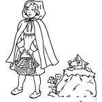 Dibujo para colorear Cuentos de Caperucita Dibujo De Caperusita Roja Y El Lobo Feroz Escondido Detras De Ella Para Pintar Y Colorear