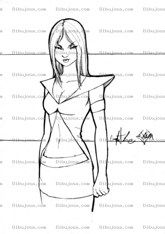 Dibujo para colorear Dibujo De Una Asistente Chinita Seria Para Pintar Y Colorear