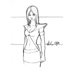 Dibujo para colorear Dibujo De Una Asistente Chinita Seria Para Pintar Y Colorear