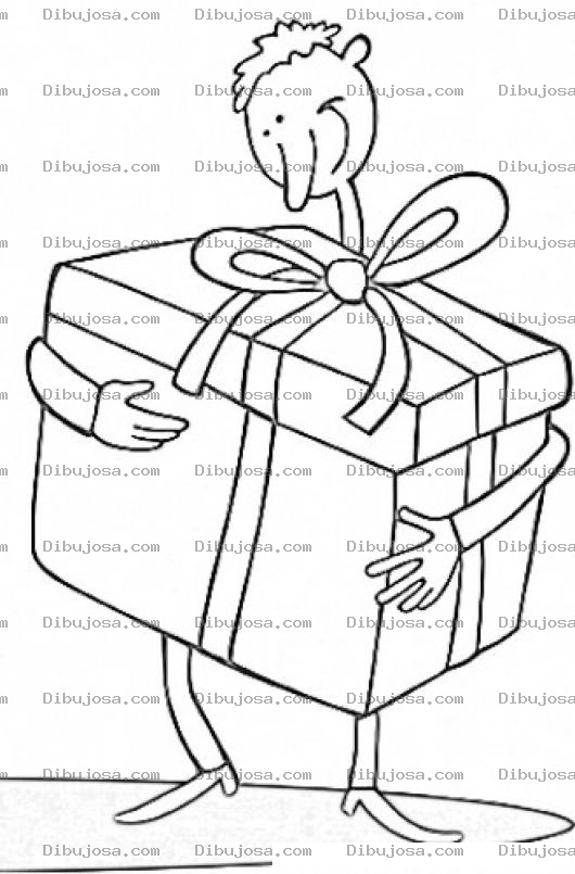 Dibujo para colorear Delgado con Regalo Gigante Dibujo De Papa Con Un Regalote Gigante Y Enorme Para Pintar Y Colorear Un Regalo Grandote