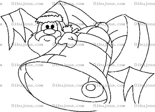 Dibujo para colorear Dibujo De Santaclaus Atras De Una Campana De Navidad Para Colorear