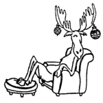 Dibujo para colorear Dibujo Del Reno Rudolf Sentado En La Sala Para Pintar Y Colorear