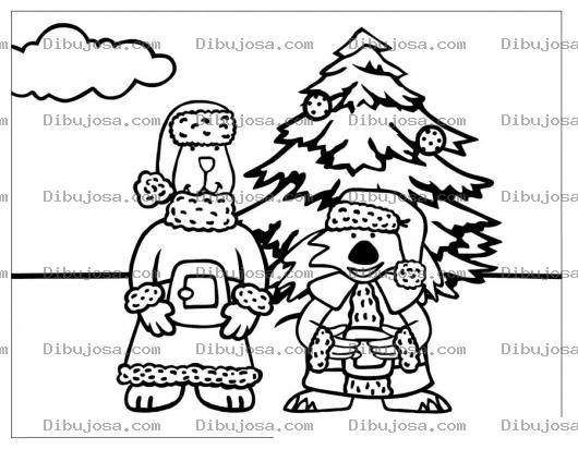 Dibujo para colorear Dibujo De Perro Y Gato En Navidad Para Pintar Y Colorear