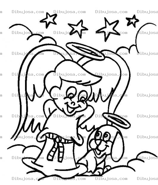 Dibujo para colorear PerroAngel Dibujo De Angelito Con Su Perrito Angel Para Pintar Y Colorear Perro En El Cielo