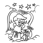 Dibujo para colorear PerroAngel Dibujo De Angelito Con Su Perrito Angel Para Pintar Y Colorear Perro En El Cielo