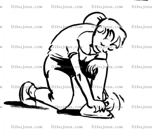 Dibujo para colorear Dibujo De Mujer Amarrandose Los Zapatos Para Pintar Y Colorear