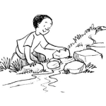 Dibujo para colorear Dibujo De Un Nino A La Orilla De Un Rio Para Colorear