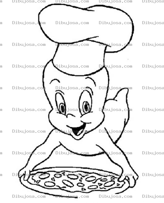 Dibujo para colorear Casper Pizza Dibujo De Gasparin Con Una Pizza Para Pintar Y Colorear