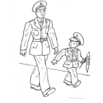 Dibujo para colorear Oficial Y Oficialito Dibujo De Oficial Del Army Con Su Hijito Vestido Tambien De Oficial Para Pintar Y Colorear Policia Con Su Hijo