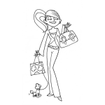 Dibujo para colorear Chica Fufis De Compras Con Su Perrito Para Pintar Y Colorear