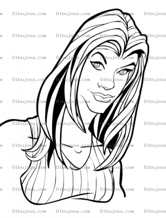 Dibujo para colorear Dibujo De Mujer Pelo Lacio Para Pintar Y Colorear