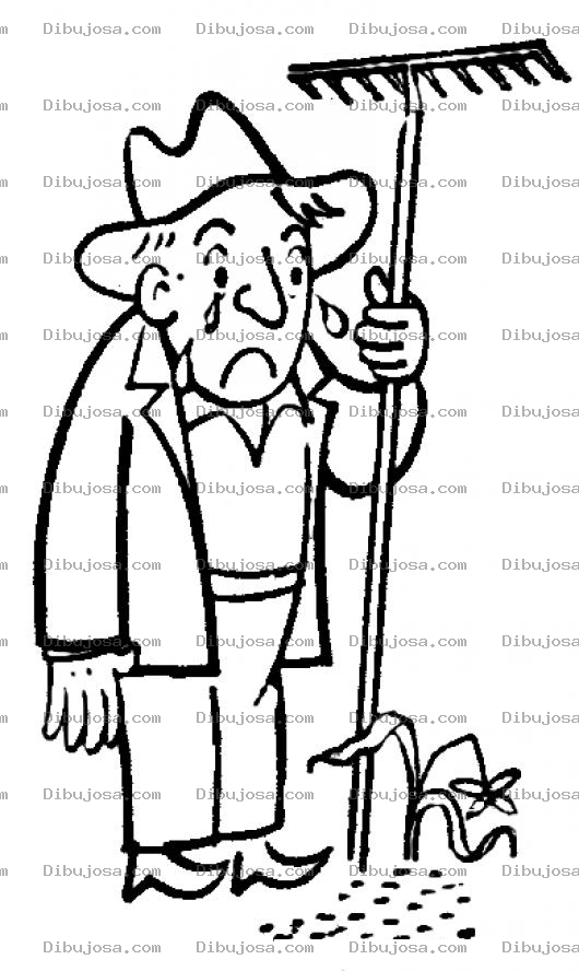 Dibujo para colorear Dibujo De Agricultor Triste Porque Se Perdio Su Siembra Para Pintar Y Colorear Granjero Llorando