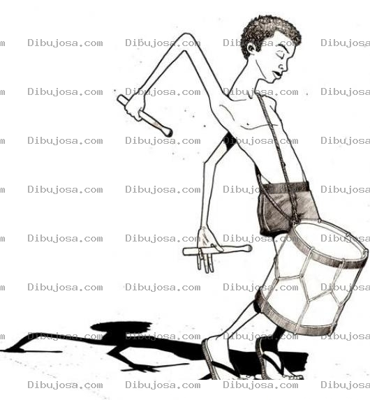 Dibujo para colorear Negrito Tamborista Dibujo De Negrito Pegandole Duro Al Tambor Para Pintar Y Colorear Moreno Tamborilero