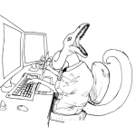Dibujo para colorear Dinosaurio Con Computadora Dibujo De Dinosaurio Navegando En Internet Para Pintar Y Colorear Dinonauta
